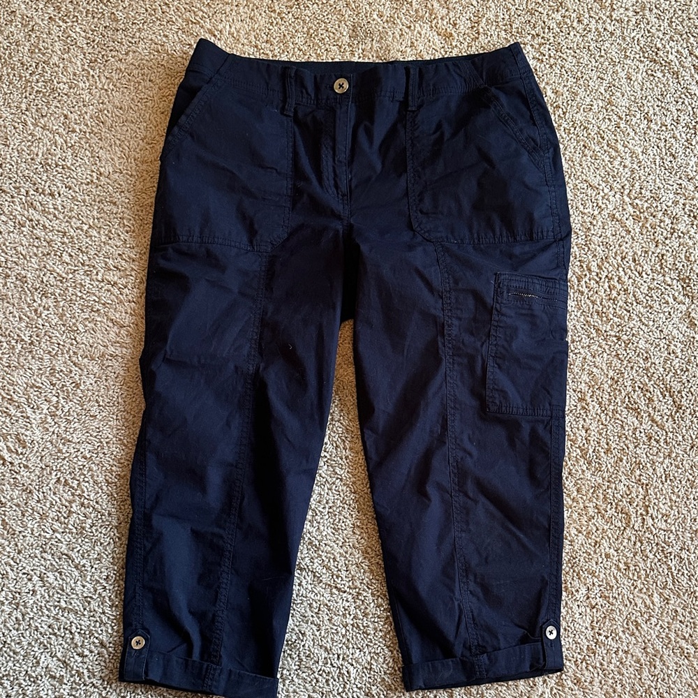 Chico's Dark Navy Stretch Waist Capris